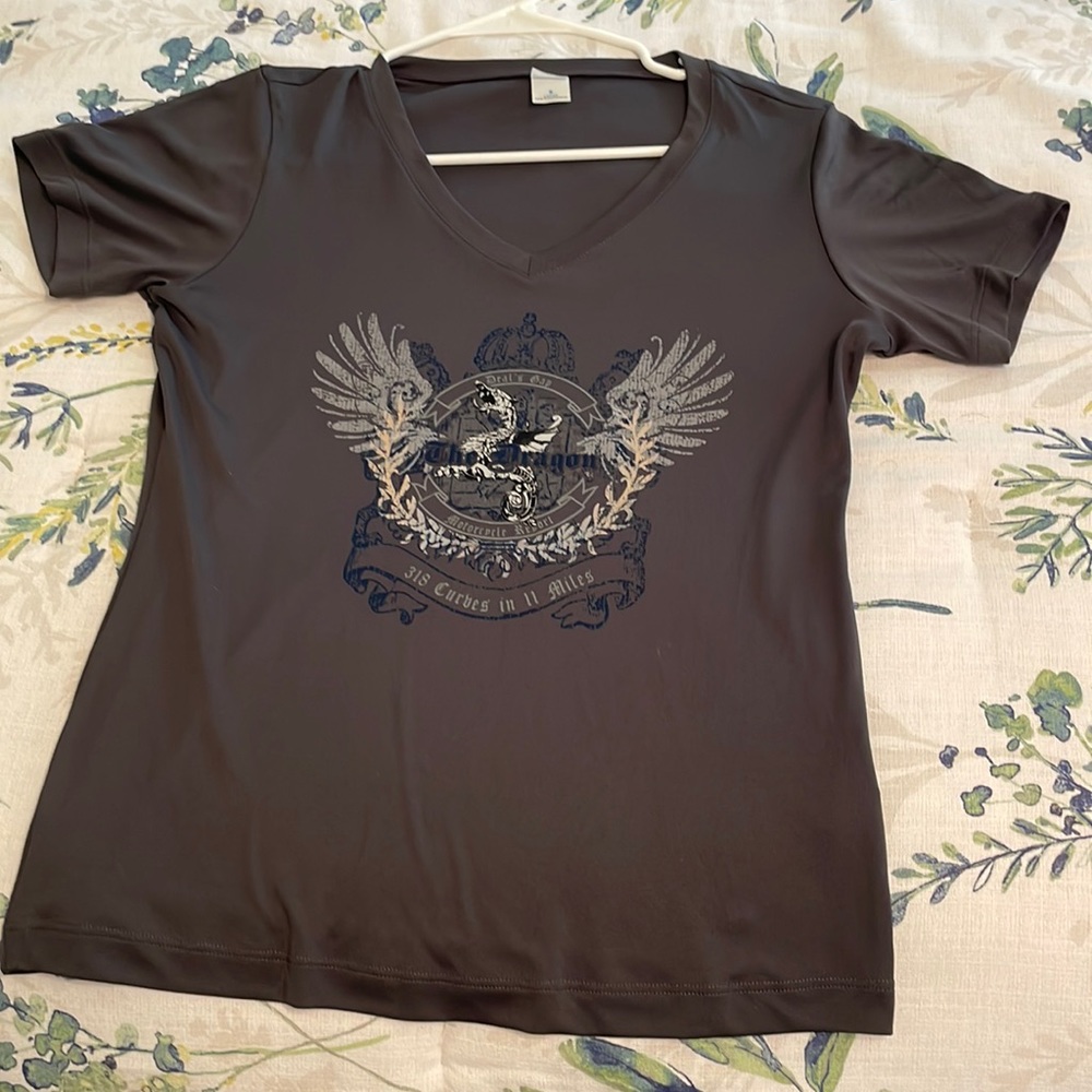 Grey moisture wicking material from Tail of the Dragon.